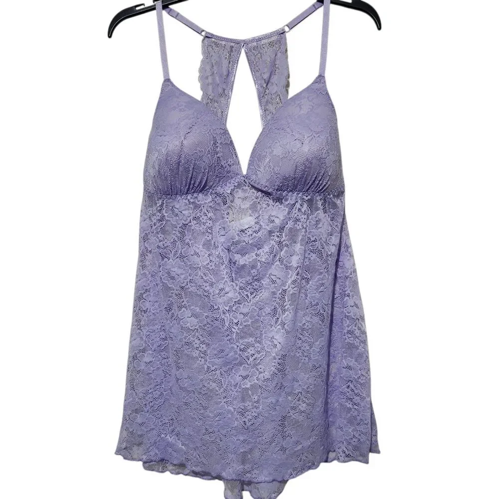 Lilac London 2PCS!! Babydoll chemise and thong lingerie set Size XXL Lavender